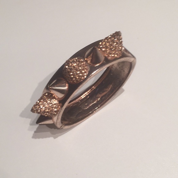 Rose Goldtone & Crystals Studded Cuff Bracelet - Picture 6 of 8